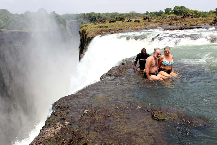 From Victoria Falls: Livingstone Island Tour & Devils Pool - Island orientation: Rainbow Falls, the Horseshoe, then the Main Falls