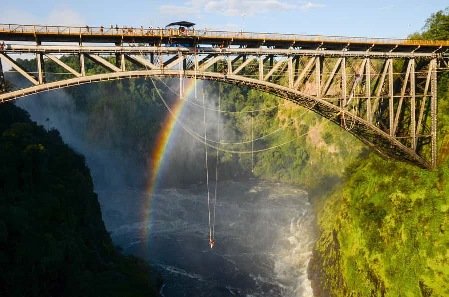 Victoria Falls Bridge Bungee Jump - Safety briefing and harness system, with real redundancies