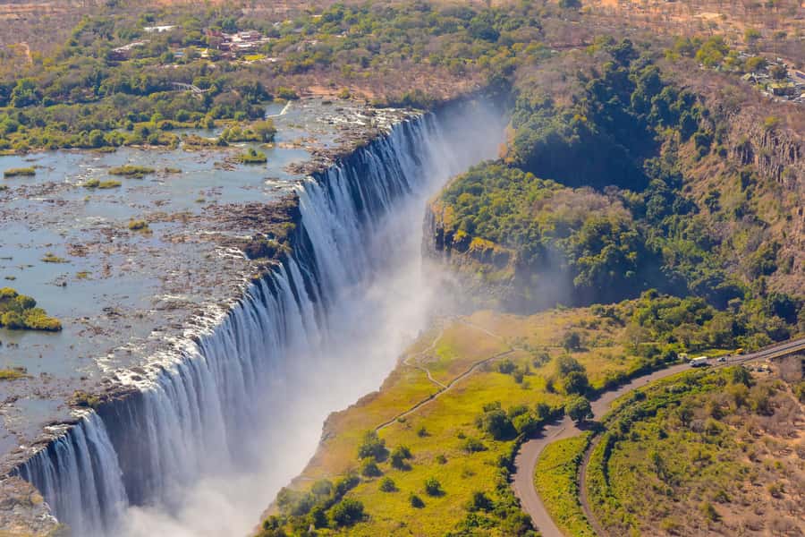 Victoria Falls: Helicopter Tour with Hotel Pickup - Over the upper Zambezi and the falls, seeing the scale fast