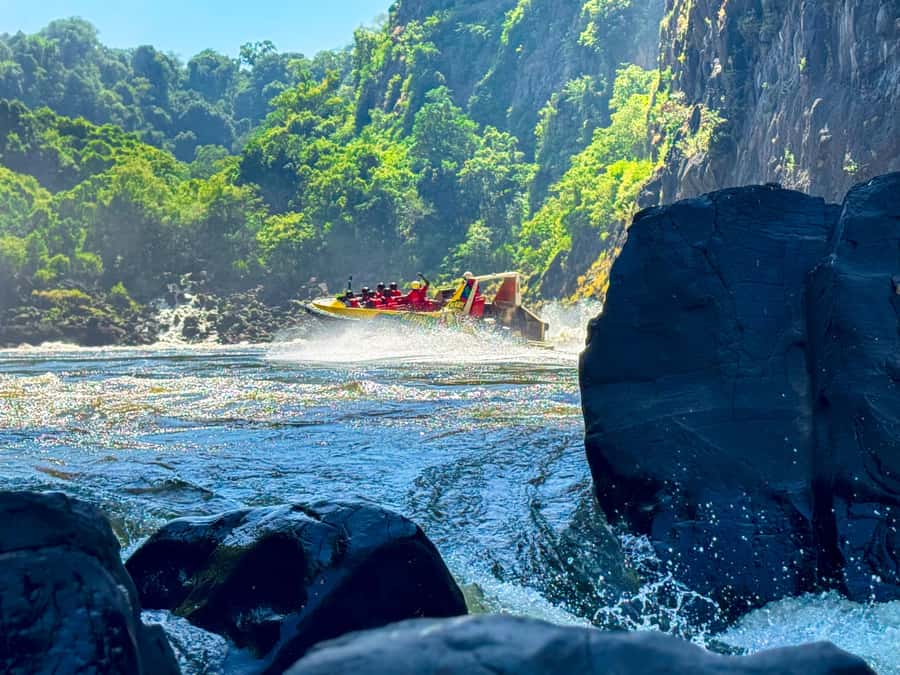 Victoria Falls: Jetboat Adventure Experience - From Below the Falls: The Boiling Pot Moment